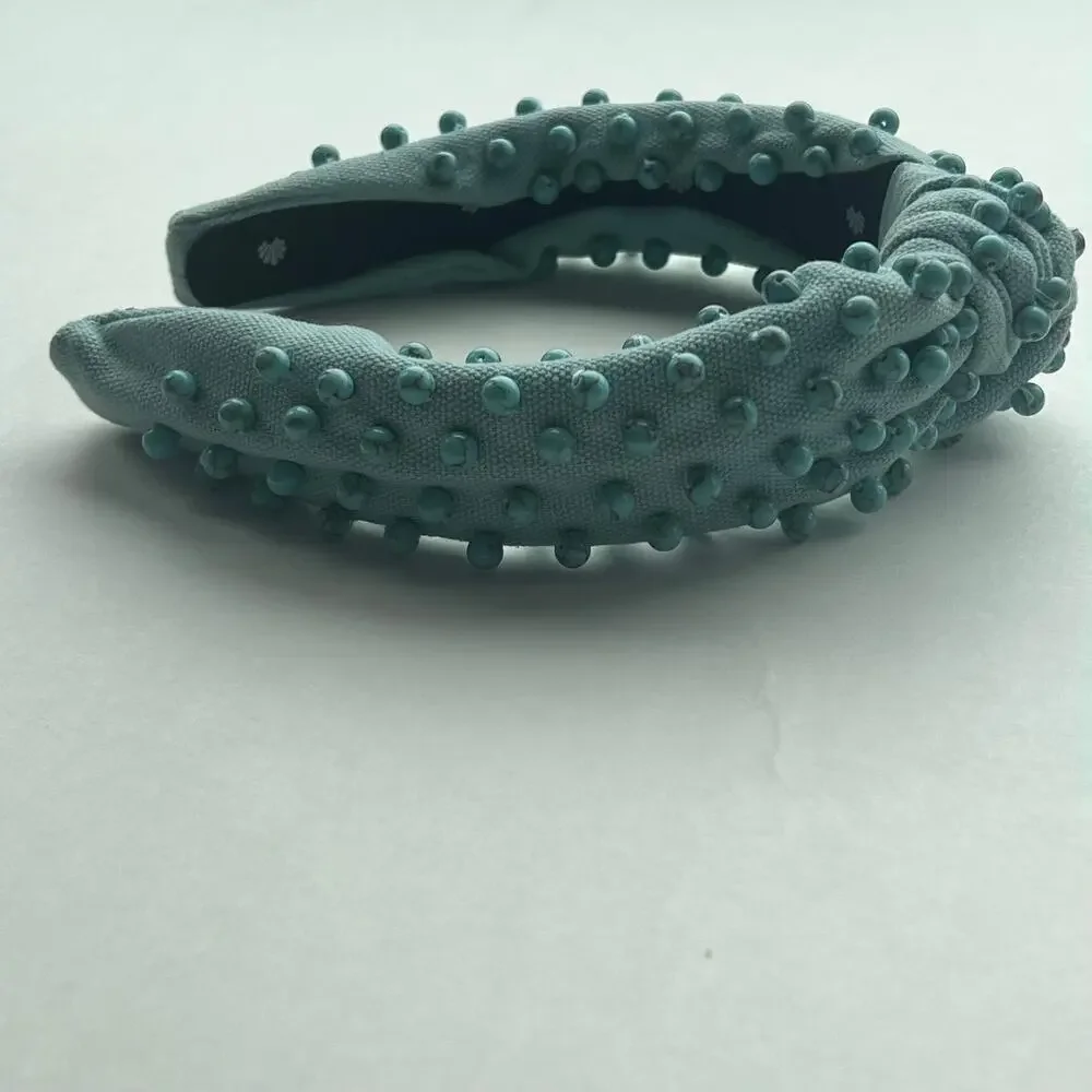 Lele Sadoughi Elegant Turquoise Beaded Knotted Statement Headband MINT